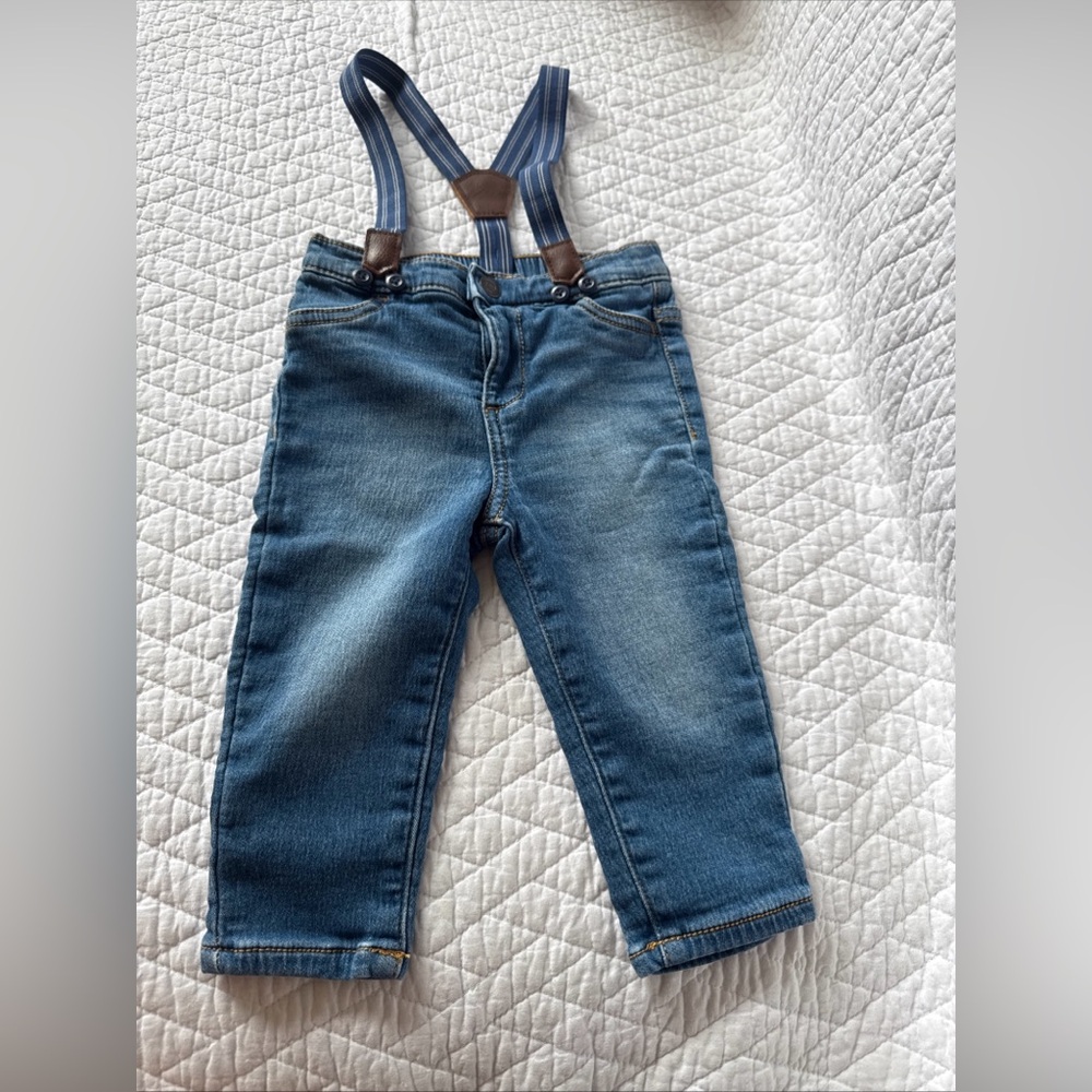 Classic Blue Kids Denim Overalls with Suspenders